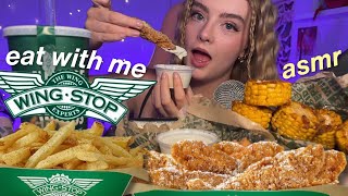 ASMR wingstop mukbang 🍗🌽 mouth sounds, eating sounds