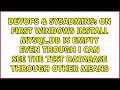 On first Windows install mysql.db is empty even though I can see the Test database through other...