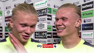 Erling Haaland comically swears in first Premier League post-match interview! 😆