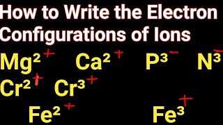 How to write electronic configuration of ions:Ca^2+,Mg^2+,P^3-,N^3-,Cr^2+,Cr^3+,F2^2+,Fe^3+