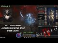 Ball Lightning + Lightning Spear Sorc UBER LILITH Test (No Pot) - D4 S5 Day 6