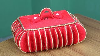 DIY Cardboard Jewellery Box Making at Home - Storage Box From Woolen & Cardboard - Best out of waste