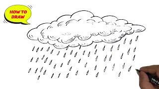 How to Draw Raining Clouds easy and step by step