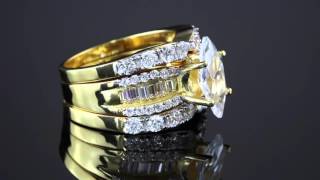 3 Piece 4.55 TCW Marquise-Cut Cubic Zirconia Bridal Ring Set In 18k Gold Over Sterling Silver