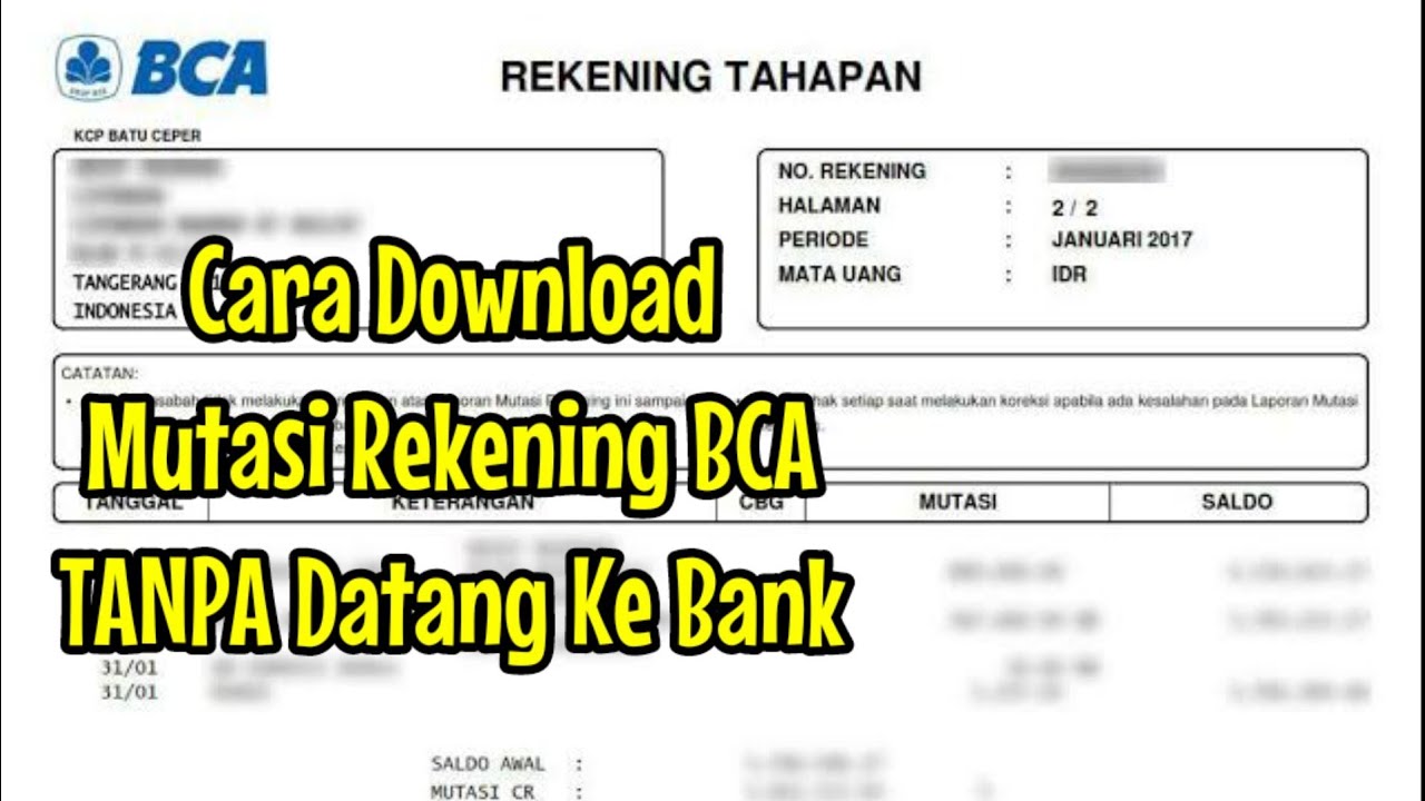 Cara Download Mutasi Rekening Bca PDF Di BCA Mobile || Download Mutasi ...