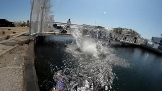 Skater Jumps Into Lake