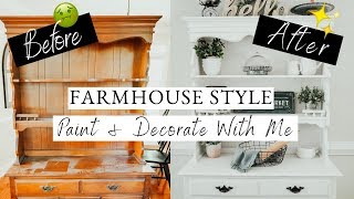 🏠 DINING HUTCH MAKEOVER (DIY) | FARMHOUSE STYLE PAINT AND DECORATE WITH ME 2019