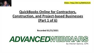 QuickBooks Online for Construction \u0026 Contractors (Part 1/6)