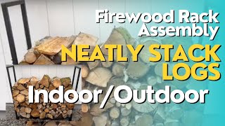 Neatly Stack Wood | Chloraeon 4ft Firewood Rack Stand Indoor Outdoor Adjustable Fire Logs Stacker