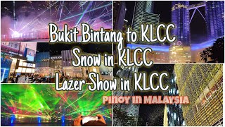 Bukit Bintang Pavilion to KLCC | Lazer show KLCC | Snow in KLCC K Avenue #kl #malaysia #snow #laser