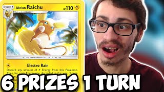 *INSANE* Take 6 Prize Cards In 1 Turn w/Alolan Raichu! Crazy Reversal Energy OP PTCGL