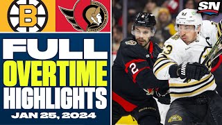 Boston Bruins at Ottawa Senators | FULL Overtime Highlights - January 25, 2024