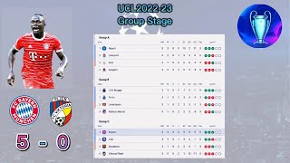 champions league standings 2022-23 /Update Today /Group Stage