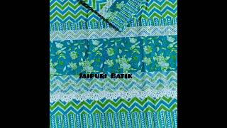 Jaipuri Batik chevron print Gorgeous  Green blend with Turquoise