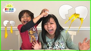 EGGED ON Egg Roulette Challenge Family Fun Game for Kids! Gross Messy Real Food Eggs Surprise Toys