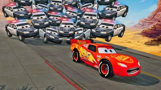 10.000 ARMY of POLICE CARS VS LIGHTNING MCQUEEN in BeamNG.drive!