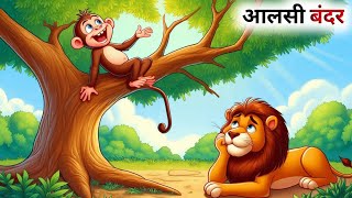 एक आलसी बंदर की कहानी // Panchatantra Ki Kahani // Hindi Cartoon