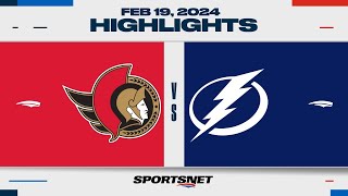 NHL Highlights | Senators vs. Lightning - February 19, 2024