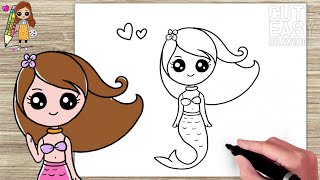 How to Draw Cute Mermaid Easy Drawing for Kids