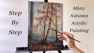 Autumn Landscape Acrylic Painting Tutorial | Relaxing Painting Video