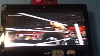 WWE Raw 2/16/15 Daniel Bryan and Roman Reigns Brawl