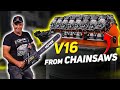 We convert 16 chainsaws into an engine for a car