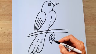 How To Draw A Bird With Numbers 22 Step By Step