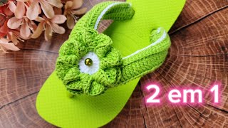 Chinelo CUSTOMIZADO em CROCHÊ/TENDÊNCIA/passo a passo/Aula 1 correia #chineloscustomizados#crochet