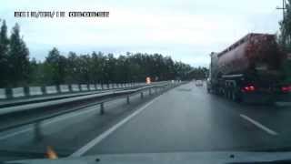 Accident on highway with car breakdown