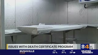 Issues with death certificate program