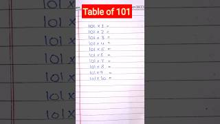 Table of 101 easy learn #maths #hack #trending #fyp #youtube #youtubeshorts #mathsshorts