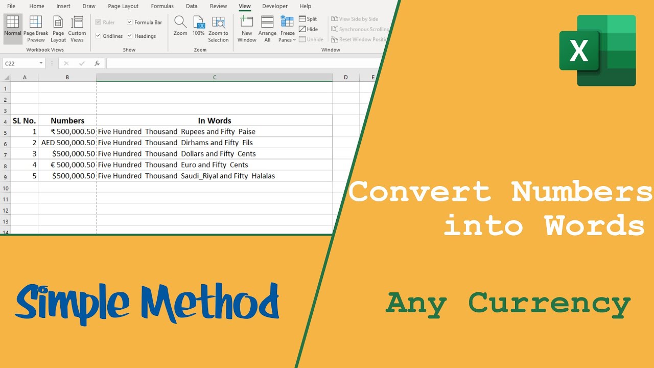 Convert Numbers Into Words Excel Formula