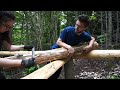 1 YEAR progress Couple Building A Log Cabin with HAND TOOLS in the Canadian Wilderness