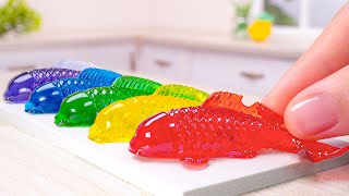 🌈 Amazing Miniature Rainbow Fish Jelly Recipe | Satisfying Miniature Rainbow Cake Decorating