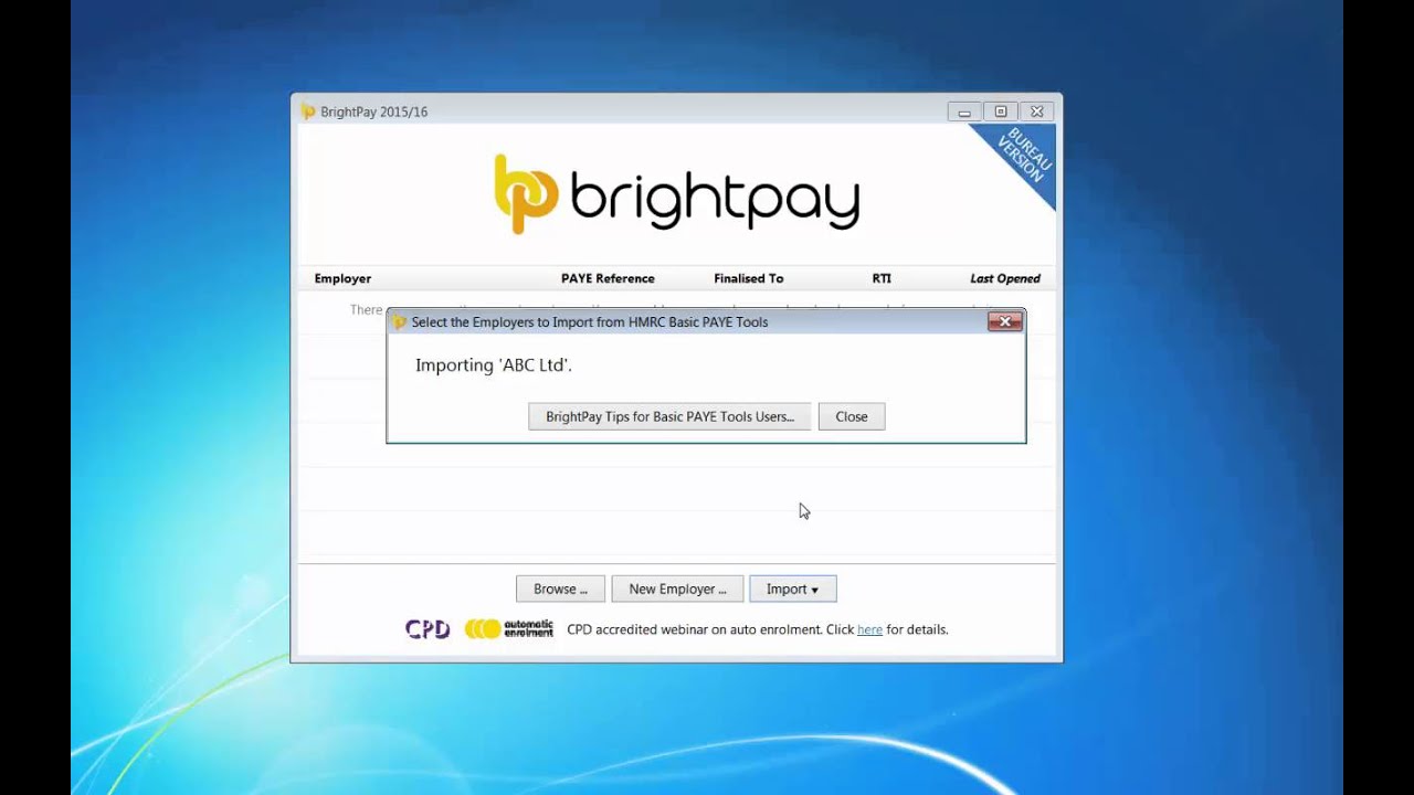Importing Into Brightpay From Hmrc Basic Paye Tools Youtube