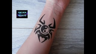 ТАТУ ИНЬ-ЯНЬ на руке гелевой ручкой/301/TATTOO YIN YANG on the hand, gel pen