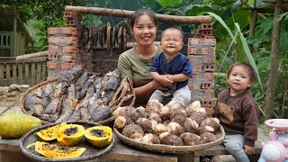 Single mother Harvest taro and dried fish to sell at the market - buy ducklings to raise