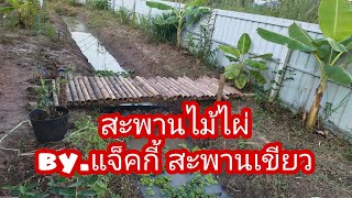 สะพานไม้ไผ่ในสวนผสมผสาน