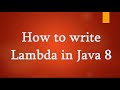 Java 8 || How to writ lambda expression in java 8 || part -2