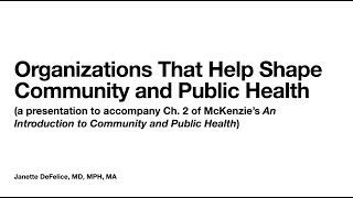 Organizations That Help Shape Community and Public Health