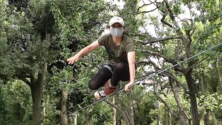 スラックライン 120日目（トリックライン trickline チェストバウンス Chest bounce バットバウンス buttbounce）slackline