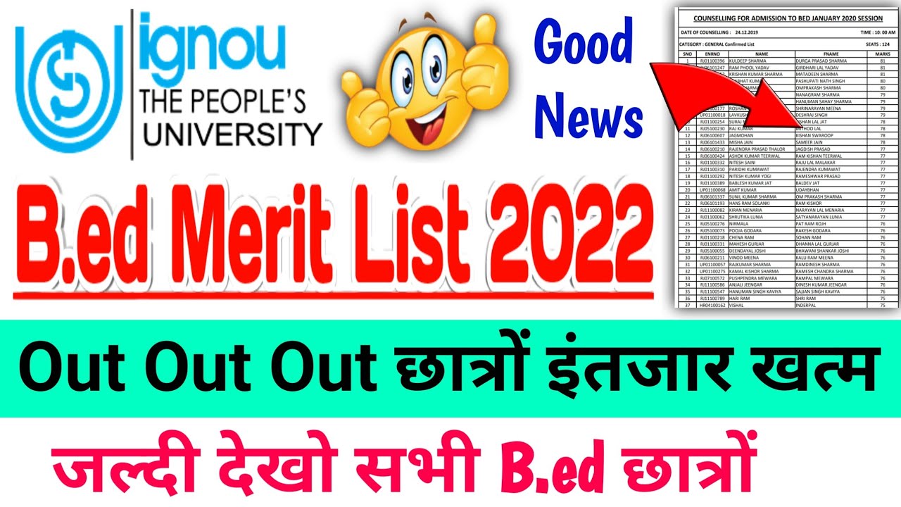 Ignou Bed Merit List 2022 | Ignou Bed Cut Off 2022 | Ignou B.ed Merit ...