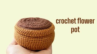 crochet flower pot🪴Ep1. กระถางถักโครเชต์ #crochet #crochetflower #temmycraft #daisycrochet