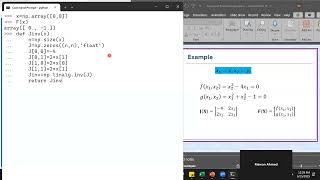 Newton's method for two nonlinear equations Python