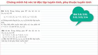 Hướng dẫn bài 3.9_Đại số tuyến tính_Không gian tuyến tính_Độc lập tuyến tính - Phụ thuộc tuyến tính