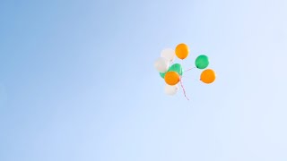 Beautiful tricolor balloons are flying away in the sky - Indep... | Indian Stock Footage | Knot9