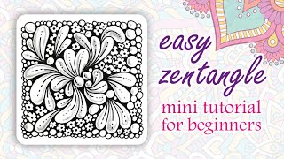 Zentangle mini tutorial for beginners , zentangle art , doodling , easy tangle art