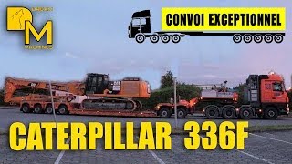 SCHWERTRANSPORT CATERPILLAR 336F LONGFRONT BAGGER MERCEDES ACTROS V8 NOOTEBOOM