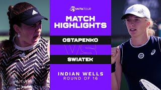 Jelena Ostapenko vs. Iga Swiatek | 2021 Indian Wells Round of 16 | WTA Match Highlights
