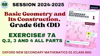 Ex 7A Q 2, Q 3 and Q 4 | Class 6 Math d1 | Basic Geometry and its Construction